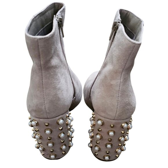 Steve Madden Suede Ankle Boots With Pearl Embellished Heels - Women's Size 8 - Picture 4 of 10